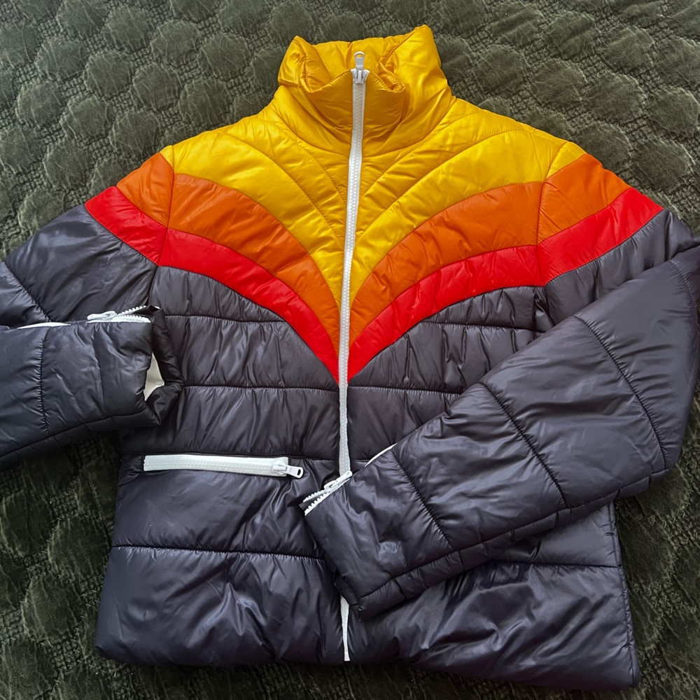 MOTHER rainbow puffer jacket size large